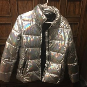 Metallic puffer jacket